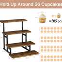 Cupcake Stand for 50 Cupcakes 4 Tiered Tray Stand for Food Cookie Wooden Dessert Display Risers for Party Wedding Buffet Stepped Risers Display Stands for Vendor Farmers Market Display, Walnut