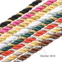 MECCANIXITY Twisted Cord Trim, 5 Yard 5mm 3-Ply Twine Braided Rope Shiny Thread String for Craft Gift Bag Curtain Christmas Decor, Burgundy & Gold - 5m