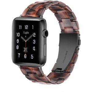 Light Apple Watch Band-Fashion Resin iWatch Bands for Women Men Bracelet Compatible with Stainless Steel Buckle for Apple Watch Series 10 Series SE Series 9 Series 8 Series 7 6 5 4 3 2 1 Ultra 2 1, 38mm/40mm/41mm/42mm(Series 10), 49mm/46mm/45mm/44mm/42mm(Series 3 2 1) (Sweet Chocolate)