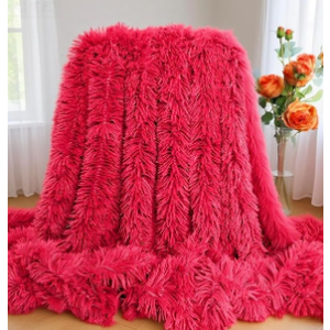 Ultra Soft Plush Blanket  Cozy Furry Throw for Bed, Sofa, or Couch  Warm & Fuzzy Fur-Like Texture  Perfect for Snuggling (51x63 Inches, Red)