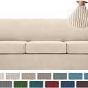 Turquoize 4 Piece Sofa Covers For 3 Cushion Couch Sofa Slipcover Soft Couch Cover For Dogs-Washable Sofa Furniture Covers With 3 Individual Large Cushion Covers Feature Fabric (XL Sofa,Biscotti Beige)