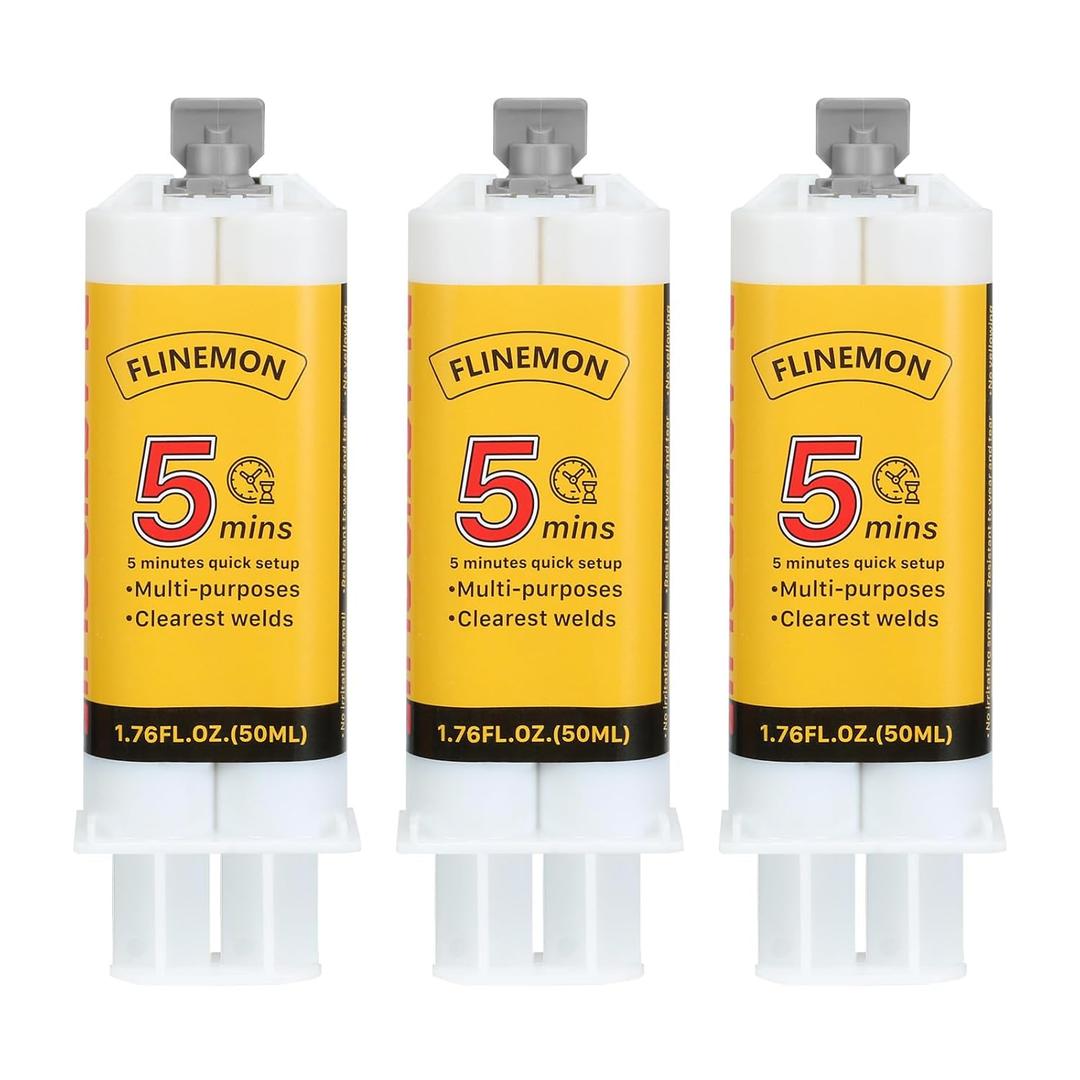 Clear Epoxy Glue Syringe Kit, 2 Part 5 Minute Epoxy Glues All Purpose, Fast Curing High Strength Structural Adhesive for Metal, Aluminum, Plastic, Wood Repair, Liquid Welding Glue (3PCS)