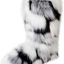 Gegefur Women's Faux fur Boot Furry Fluffy Short Snow Boot Mid-Calf Boots Warm Comfortable Outdoor Flat Shoes