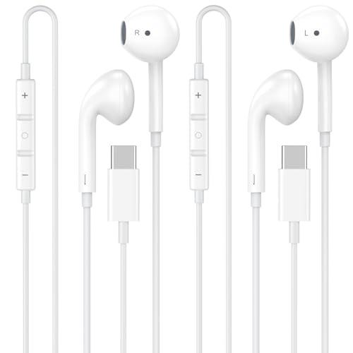 [Apple MFi Certified] USB C Headphones for iPhone 17 16 15, 2 Pack Wired Headphones USB C with Built-in Remote to Control Music, Phone Calls, and Volume for iPhone 17 16 15 Pro Max, Galaxy, Pixel