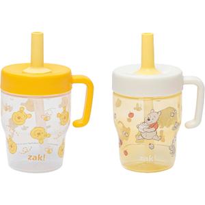 Zak Designs Disney Winnie the Pooh Capri Toddler Tumbler For Travel or At Home, 10oz 2-Pack Durable Plastic Sippy Cups With Handle and Leak-Proof Design are Perfect For Kids (Pooh & Friends)