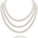 Kalse 3 Strands 4mm Simulated Pearl Choker Chunky Bib Necklace 17 18 19 inch