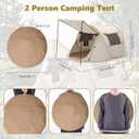 Pop-up Camping Tent, 2 Person Waterproof Beach Tent, 2 Doors, 98.4 * 59 * 43.3in, with Carry Bag, for Camping Hiking Traveling（Off-White）