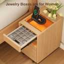 3 Drawers Nightstands with Charging Station,Modern Nightstand with Hidden Drawer,Jewelry Drawer,Mobile Bedside Table for Bedroom,Natural Finish, 16.5"d X 11.8"w X 19.7"h