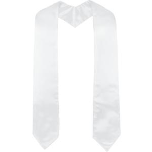 GraduatePro Plain Graduation Stole for Unisex Adults Sash 60"/72" Long 16 Colors (White)