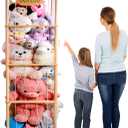 70 inch Extra Large Stuffed Animal Storage with Wheels, Wooden Stuff Animal Cage Stuffed Animal Holder with Elastic Band, Plush Toys Organizer Stuffed Animal Zoo for Playroom Bedroom Nursery Room