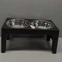 Heeyoo Elevated Dog Bowls - 5 Adjustable Heights Stand, 2 Stainless Steel Bowls & 1 Slow Feeder, 3.2" to 12.2" for Small to Large Dogs (Black)