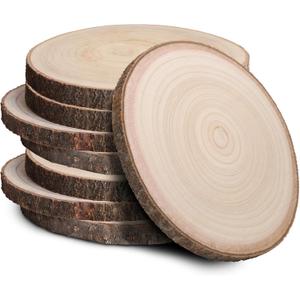 Wood Slices for Centerpieces, Wood Rounds Cookies for Crafts, Rustic Wood Circles & Slabs, Wooden Discs for Tables Decor-for Art Projects and Rustic Weddings (8pcs 7-8)