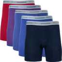 Gildan Men's Underwear Boxer Briefs, Multipack (Large, Cardinal Red/Stripe/Metro Blue/Dot/Navy (5-pack, Classic Length))