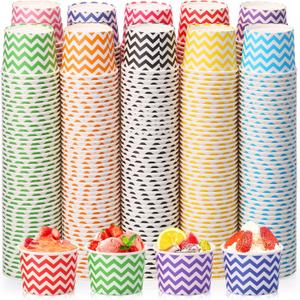 Zeyune 500 Pack 8 oz Ice Cream Cups Disposable Bulk Ice Cream Sundae Bowls Paper Dessert Snack Frozen Yogurt Cups for Hot or Cold Food Wedding Baby Shower Birthday Bar Party Supplies, 10 Colors