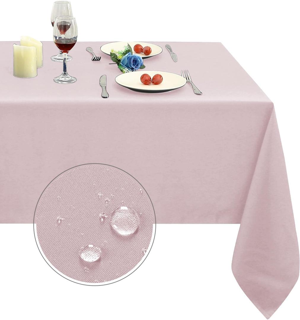 Obstal Dusty Pink Rectangle Table Cloth - Heavy Duty Water Resistance Polyester Tablecloth, Decorative Fabric Table Cover for Outdoor and Indoor Use, 60x84 Inch