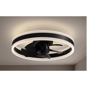 Ceiling Fans with Lights and Remote Flush Mount Black Ceiling Fan with Light,6 Speeds, LED Modern 15" Low Profile Ceiling Fans for Bedroom, Small Room