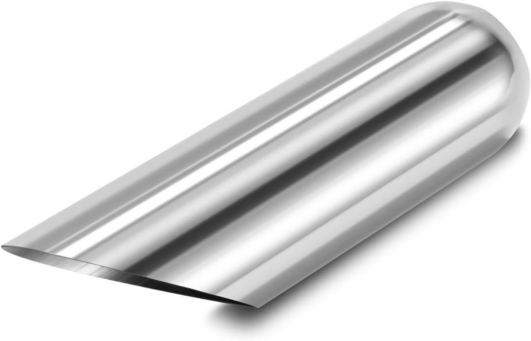 LCGP 2.5" Inlet Exhaust Tips, 2.5" Inlet x 4" Outlet x 12" Overall Length, Weld On, Polished, Universal Stainless Steel Diesel Exhaust Tailpipe DT-254012AC