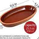 Hakan Bergama Handmade Oval Clay Pan Set of 2 | Terracotta Pans Glazed Inside | Casserole Dishes for Oven Baking | Traditional Earthenware Clay in Box, Large, 4.8 x 10.25 x 1.5-inch 13.5 Oz (400 cc)