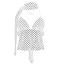 Women Polka Dot Y2k Cami Tank Top Halter Neck Spaghetti Strap Going Out Tops, size XL