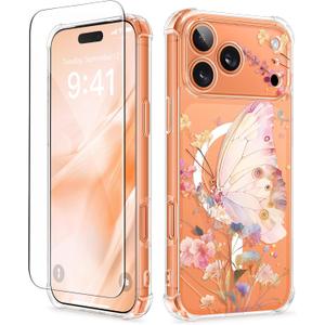 GVIEWIN for iPhone 17 Pro Case,   Slim Shockproof Protective Women Phone Case, Magic Butterfly