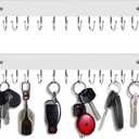 2Pack Key Holder Wall Mount with 28 Rotating 180° Key Hooks, 14.6" Rustproof Organizer Hanger for Apartment Decor, Wall Storage Rack for Entryway, Living Room, Hallway, Bathroom, Kitchen(White)
