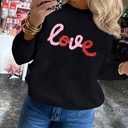 MARZXIN Women 2026 Casual Holiday Love Sweaters Round Neck XOXO Sweater St Patrick Tops Merry Christmas Heart Sweatshirt (Black, S)