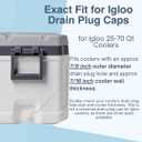 2 x Cooler Drain Plug Caps Replacement for Igloo 25–70 QT, 2 Pack Triple-Snap Leak-Proof ABS Plastic Drain Caps with Tether, Exact Fit for Igloo Ice Chest Drain Plug