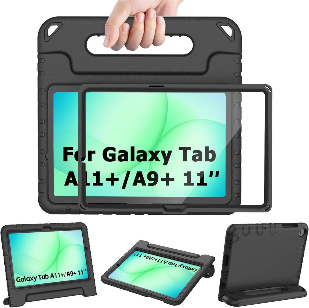 AVAWO Shockproof Kids Case for Samsung Galaxy Tab A11+ Plus/A9+ Plus 11 inch with Built-in Screen Protector,Black