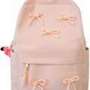 2026 Trendy Cute Bowknot Backpack for Women Laptop Daypack Y2k Preppy Aesthetic Backpack Kawaii Coquette Backpack (Pink)