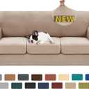 XINEAGE 2026 New 4 Pieces Couch Covers for 3 Cushion Couch Super Stretch Thick Soft Sofa Cover Anti Slip Sofa Slipcover Dogs Cats Furniture Protector (Khaki, 71"-91")