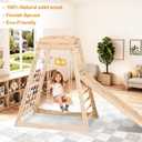 Indoor Jungle Gym, Wooden Indoor Playground, (7 in 1) Toddler Climbing Toys, Gym with Slide, Climbing Net, Swing, Gymnastics Ring
