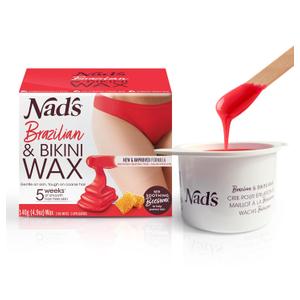 Nad's Brazilan & Bikini Wax Kit, Hair Removal For Women, Body Wax Specifically For Coarse Hair, At Home Waxing Kit With Hard Wax + Calming Oil Wipes + Wooden Spatula