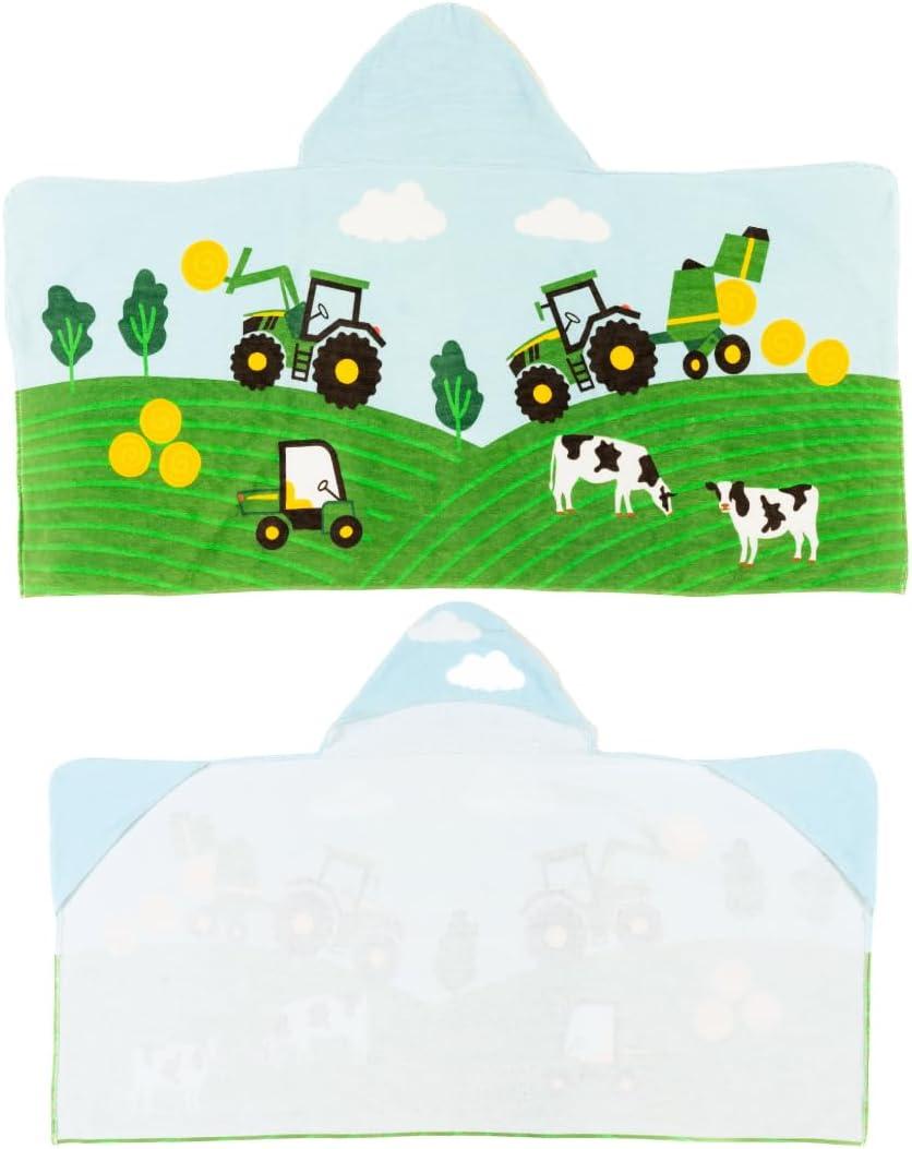 John Deere Tractor Farm Kids Super Soft Bath/Pool/Beach Soft Cotton Terry Hooded Towel Wrap, 24 in x 50 in, (Officially Licensed Product) by Franco