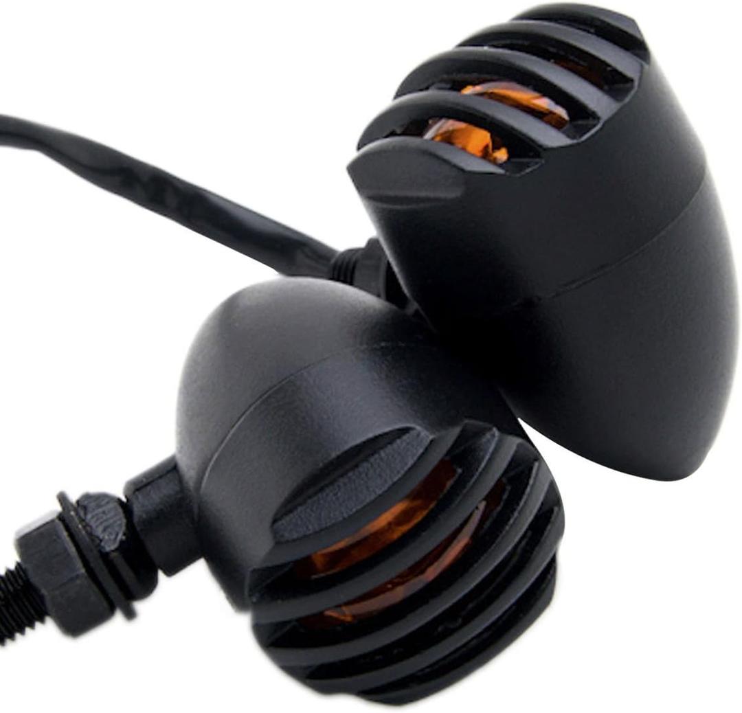 Black Heavy Duty Motorcycle Turn Signals Bulb Indicators Blinkers Lights a Pair
