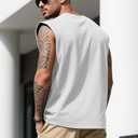 Mens Gym Tank Tops Sleeveless Shirts Cut Off Quick Dry Muscle Shirt Running Beach Loose Fit Tee (S)