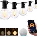 XMCOSY+ Smart Outdoor String Lights, 150Ft G40 Globe Patio Lights with 75 LED Bulbs, WiFi & APP Control, Work with Alexa, Extendable Waterproof Dimmable LED String Lights for Outside, Porch, Cafe