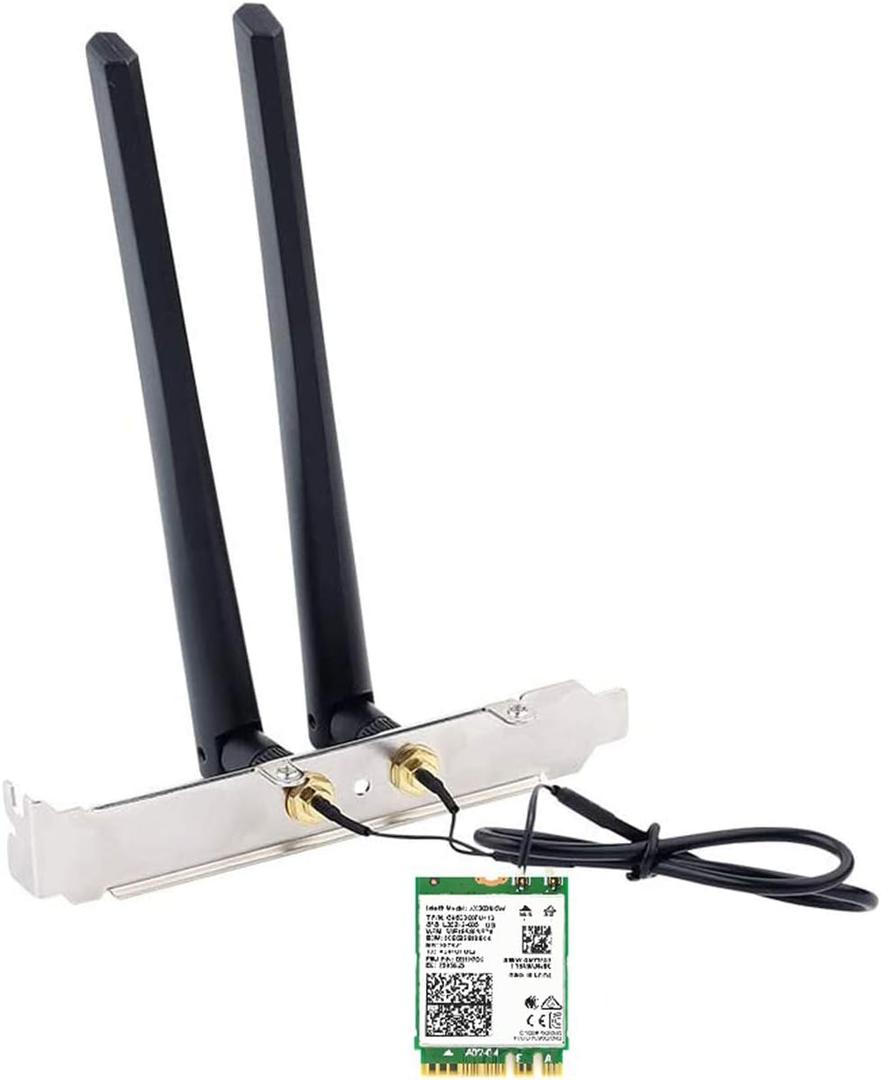 AX210NGW DTK WiFi Card WiFi 6E Supports 6GHz, 2230, 2x2 AX+BT 5.3+Tri-Band, Includes RF Cable (11 inch), 5dBi High Gain Antennas and Low-Profile Brackets