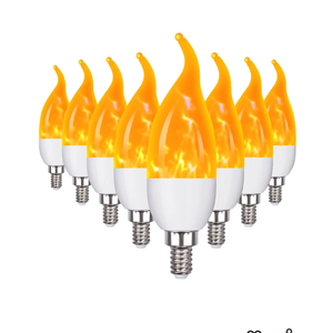 E12 Flame Bulbs 8 Packs, 3 Mode LED Candelabra Flame Light Bulb 2.0 Watt Warm White Chandelier Flame Bulbs,1800k Candle Light Bulbs, Flame Tip for Christmas Party Decorations