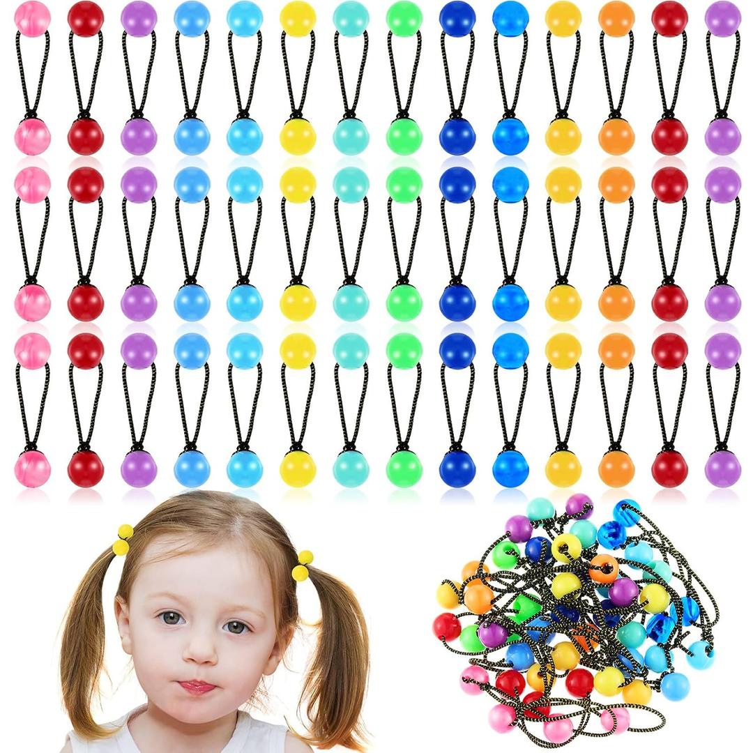36 Pieces Hair Ties Balls Ponytail Holders Christmas Colorful Twin Bead Ponytail Balls 80s 90s Elastic Hair Accessories Gifts for Baby Kid(12 mm, Colorful)
