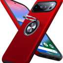 JAME for Google Pixel 10 Case/Pixel 10 Pro Case, Slim Fit Military Grade Shockproof Cover with Metal Ring Holder Stand Kickstand Protective Phone Case for Google Pixel 10/10 Pro 6.3", Red