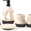 5 PCS Bathroom Accessories Set, Two Toothbrush Cups, Soap Dispenser, one Aromatherapy Decorative Cup, and one soap DishBathroom Organizer for Modern Bathrooms