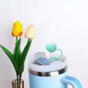 2 x Heart Straw Covers Valentines Straw Cover Cap for Stanley Cup 30 40 oz, Silicone Glitter Love Heart Designs 10mm 0.4in Straw Toppers Cute Straw Covers Valentines Party Cup Decoration 5PCS