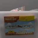 Wooden Train Set for Toddler with Double-Side Train Tracks Fits Brio, Thomas, Melissa and Doug, Kids Wood Toy Train for 3,4,5 Year Old Boys and Girls (Small Town with Container)