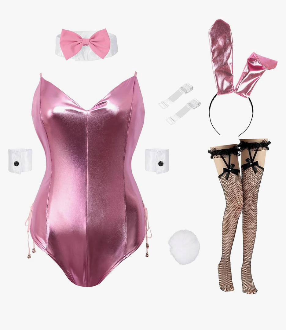 Drofe Bunny Costume Women Bunny Girl Senpai Cosplay Anime Role Costume Bodysuit Set, XL