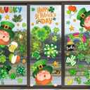 4 x St. Patrick's Day Window Clings Decorations for Glass Cute St. Patrick's Day Window Stickers Decal Large Good Luck Shamrock Stickers Spring Door Wall Window Decor