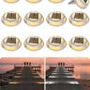 VOLISUN Solar Driveway & Deck Lights 12 Pack Waterproof Dock & Marine Ground Lights,2-in-1 Warm White & White LED,Solar Marker for Pathways,Steps,and Warning Signs,Auto On/Off