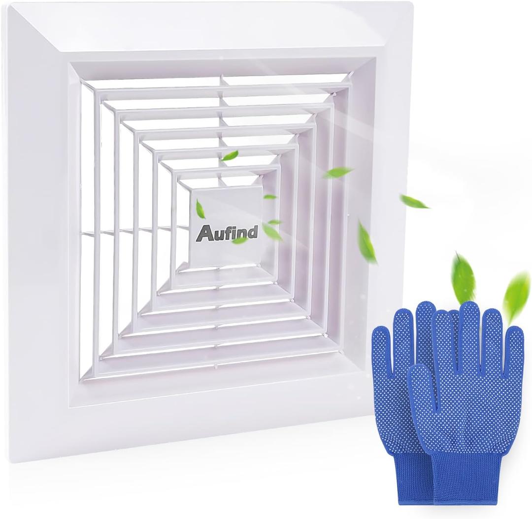 Aufind 11"x11" Bathroom Exhaust Fan Cover with Spring - Heavy Duty Plastic Ventilation Grille, Easy Install Spring-Loaded Design for Ceiling or Wall Mounted Fans