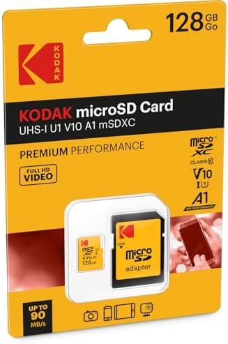KODAK 128GB Class 10 UHS-I U1 MicroSDXC Card with Adapter 10x Write Speed