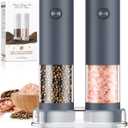 Salt and Pepper Shakers Electric Salt Pepper Grinder Set Kitchen Accessories Upgraded Larger Grey Battery Salt Pepper Grinder Shakers Cooking Birthday Gifts for Men