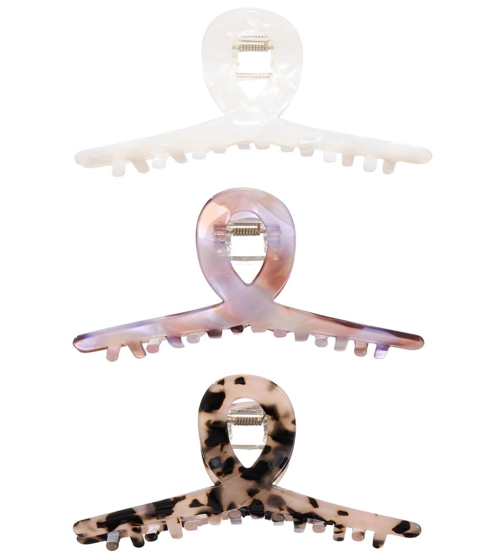 Large Hair Clips for Women Cellulose Acetate Hair Claw Clips for Thick Hair, Big Hair Clip & Claw Clip for Ladies Stylish Banana Clip Hair Styling Accessories (3 Pack)